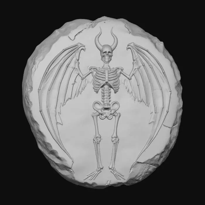 3D model for Winged Skeleton on Stone