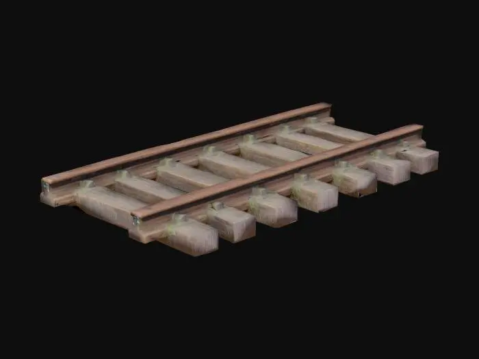 3D model for realistic train rails, short, straight and repeatable