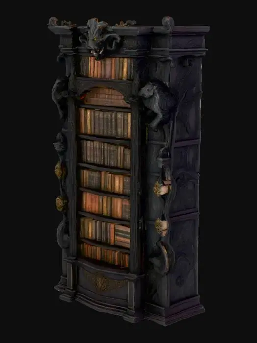 3D model for high quality dark fantasy style library book case