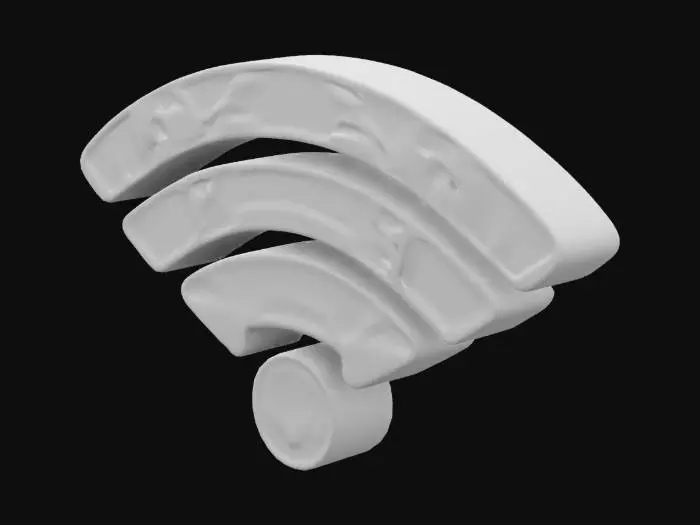 3D model for  an WiFi sign that iluminates blue with black borders