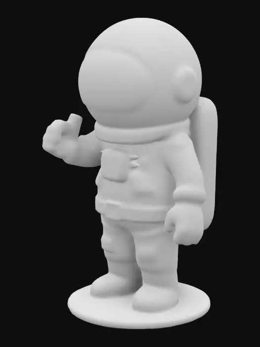 3D model for Design a cute, low-poly astronaut character in South Park’s distinct style, featuring bold outlines and blocky shapes. Give the astronaut a modern but playful cartoon spacesuit in vibrant colors. Keep the overall design simple, with exaggerated facial features for maximum cuteness.
keep the suits main color white, and give additional colors to the sute as design red, blue, green and black for the shapes and part colors 


