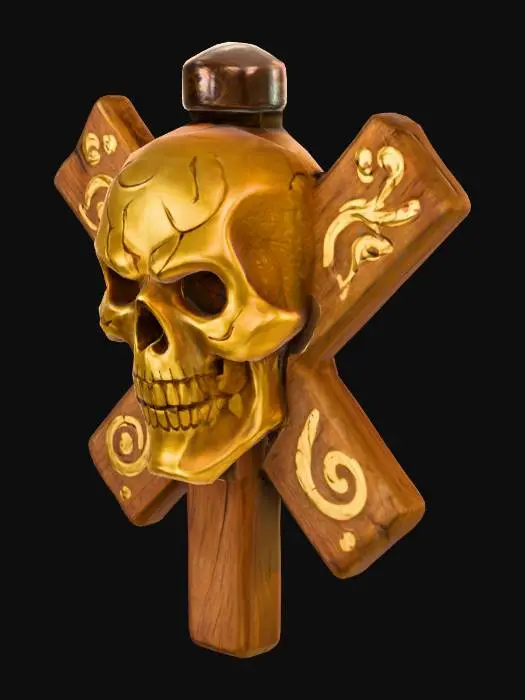 3D model for Wooden Skull Emblem