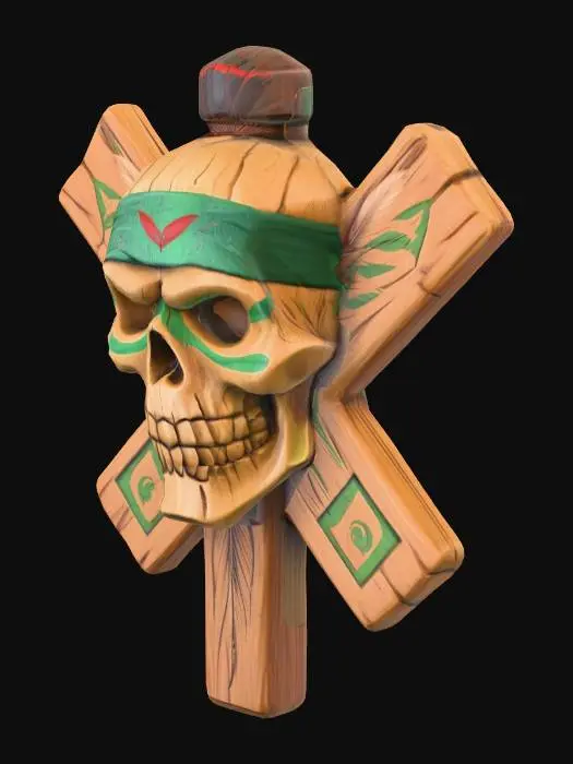 3D model for Wooden Skull Emblem