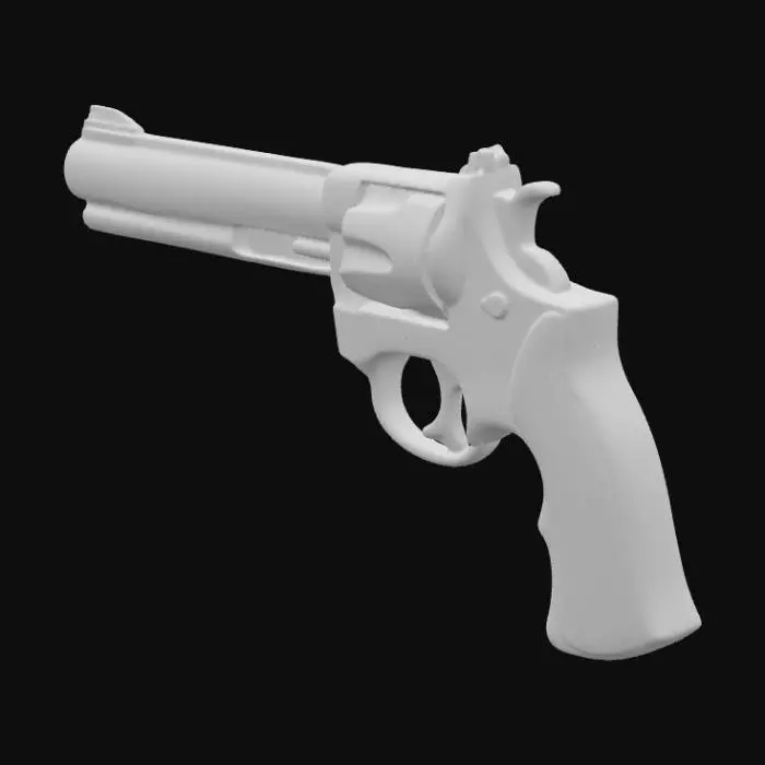 3D model for 1 aged revolver pistol with a rusty barrel. The magazine should be damaged.
