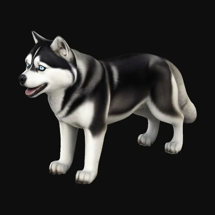 3D model for High Detailed, Ultra Realistic, Fullbody, Husky , with a slighstly open mouth