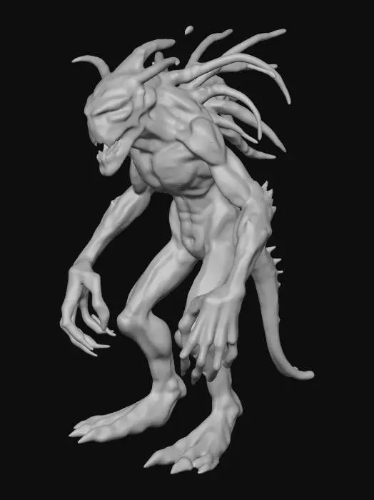 3D model for make a scary mutant monster entity mid low poly