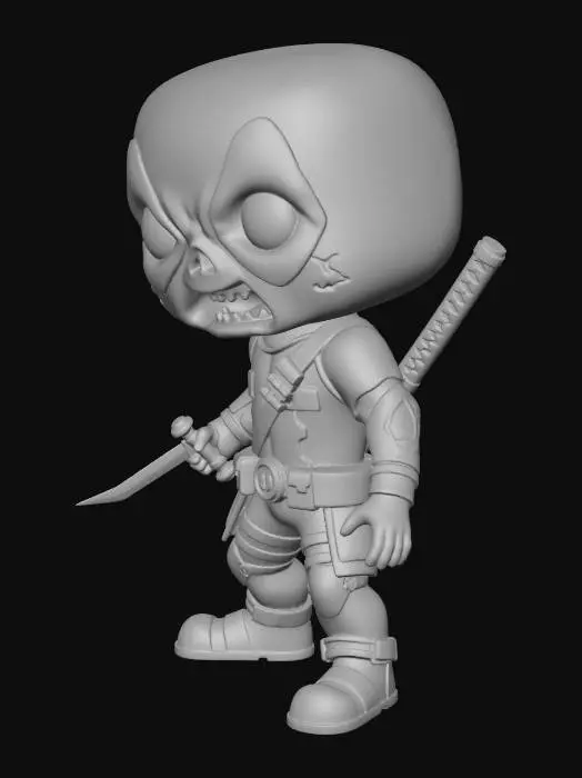 3D model for deadpool zombie funko pop figure