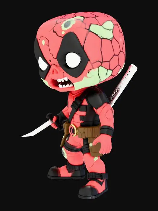 3D model for deadpool zombie funko pop figure