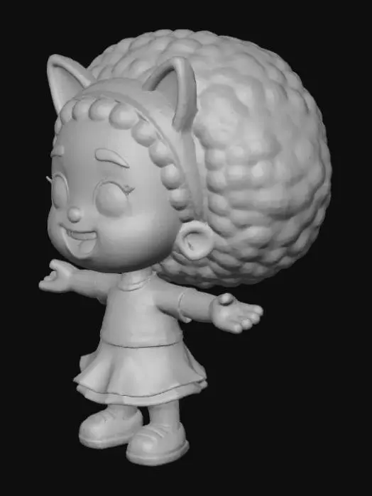 3D model for Cartoon Girl with Cat Ears Headband