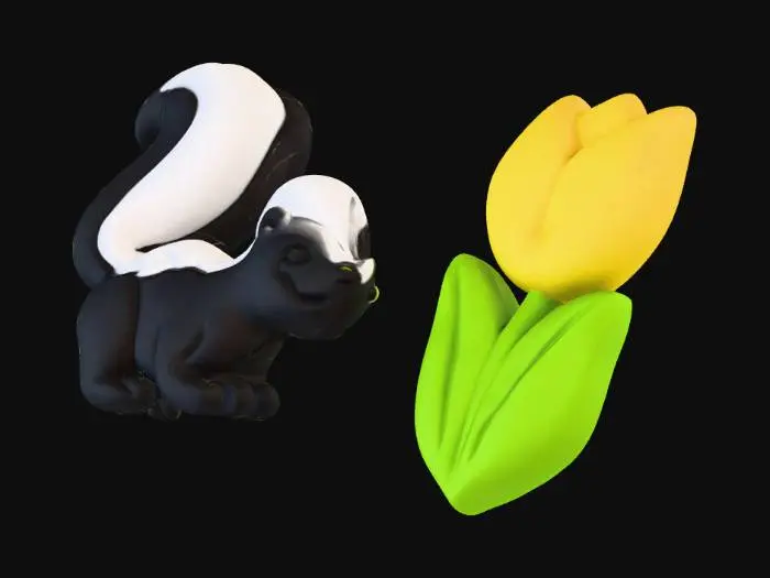 3D model for Skunk and Tulip Cookies