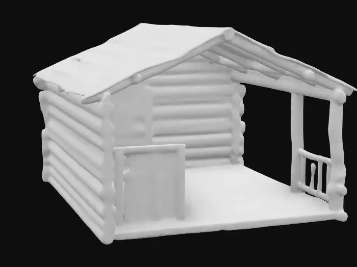 3D model for The Blackwood Shack
abandoned hunting lodge, broken wooden porch, warped floorboards, claw-marked doors, iron-reinforced windows, rusted hinges, termite-eaten logs, overgrown moss, snapped wooden railing,