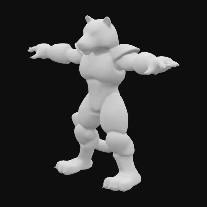3D model for A cybernetic tiger in a T-pose, featuring armored plating over its muscular frame, glowing stripes along its body, and mechanical enhancements like reinforced claws, a segmented tail, and cyber-optic eyes. Its design blends wild power with futuristic tech — detailed, symmetrical, full-body