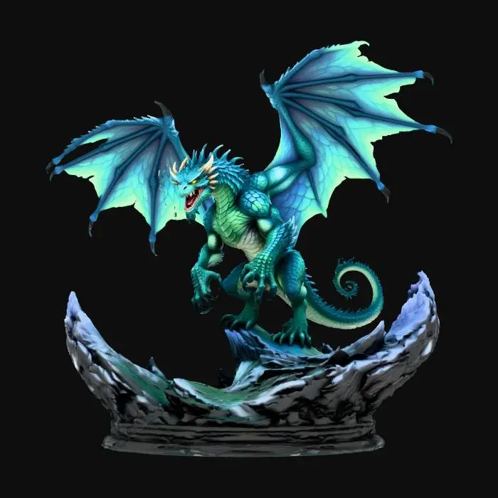 3D model for Ferocious dragon with blue - green scales