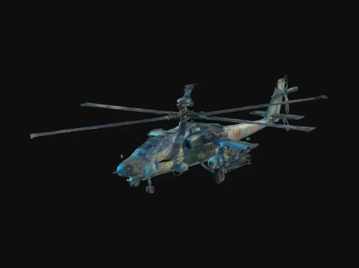 3D model for An ancient Mi-24 attack helicopter, with ancient greek and rome details, with rockets and spears, good symethry, 4k textures, high quality
