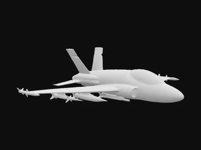 3D model for An old american space fighter ship, aerodynamic, with two sleek wings, bubble cockpit and two miniguns at the wings, two small rocket engines, blue and white, military, 4k textures, high quality, good symethry