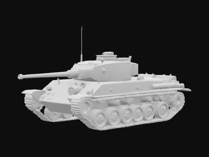 3D model for t-34, soviet WWII medium tank, with slopped armour, wide tracks, medium sized 76mm gun, dark military green with red star, good symethry, good mesh, detailed, 4k textures