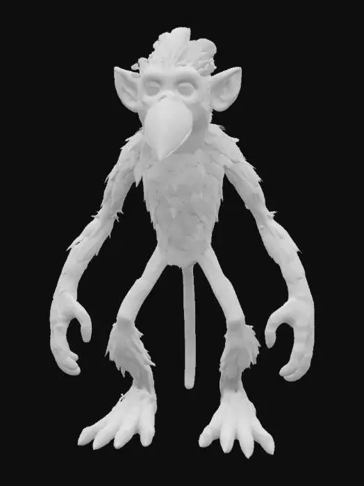 3D model for Brrrr Patapim, an proboscic monkey tree hybrid, with large head, big nose, body made out of leaves, two giant tree like feet and small branch hands, funny, meme, 4k textures, good symethry