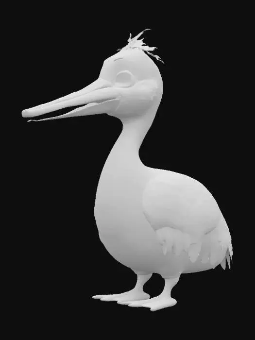 3D model for a curious realistic pelican stnding and looking cute, realistic, good symethry, 4k textures, good detail