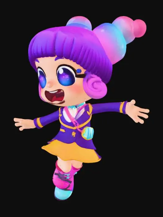 3D model for Bubble Girl in Purple Jacket
