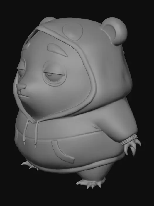 3D model for Sleepy Panda in a Hoodie