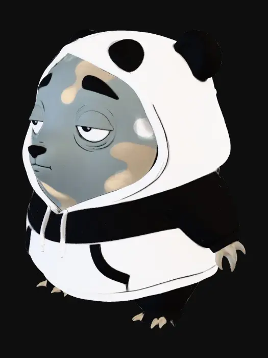 3D model for Sleepy Panda in a Hoodie