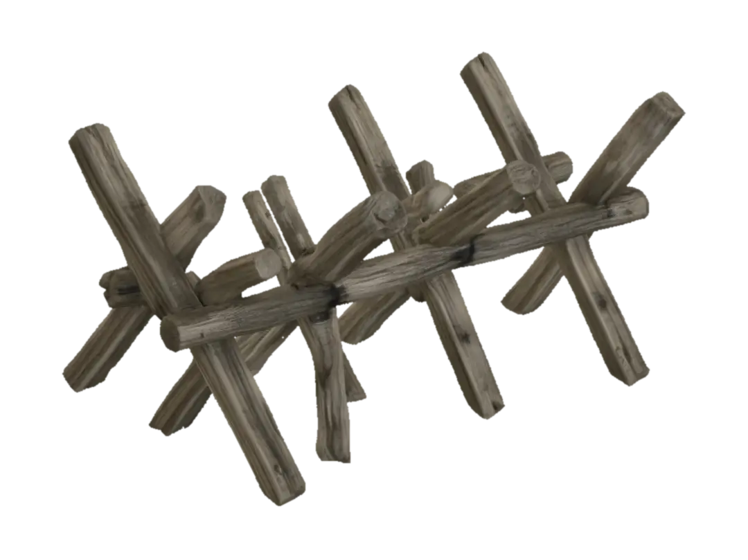 Wooden Stake Barricade - Fortification 3D model, vytvořený pomocí AI