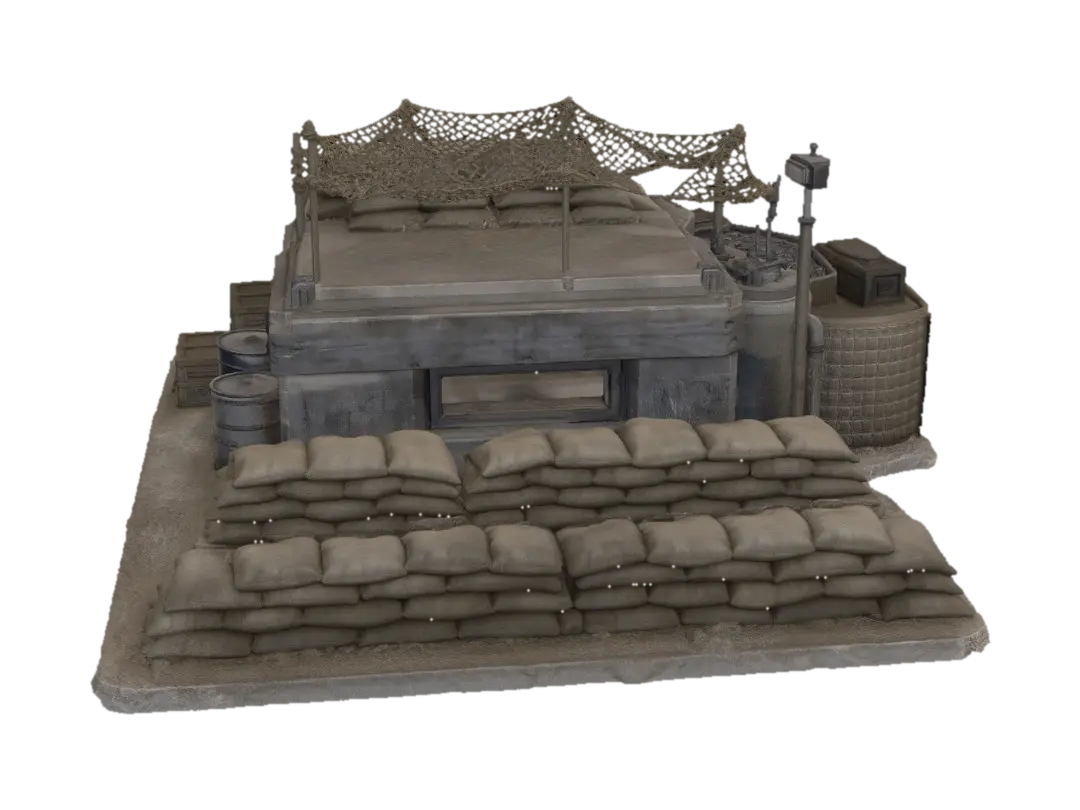 The Sandbag Bunker - Fortification 3D model, vytvořený pomocí AI