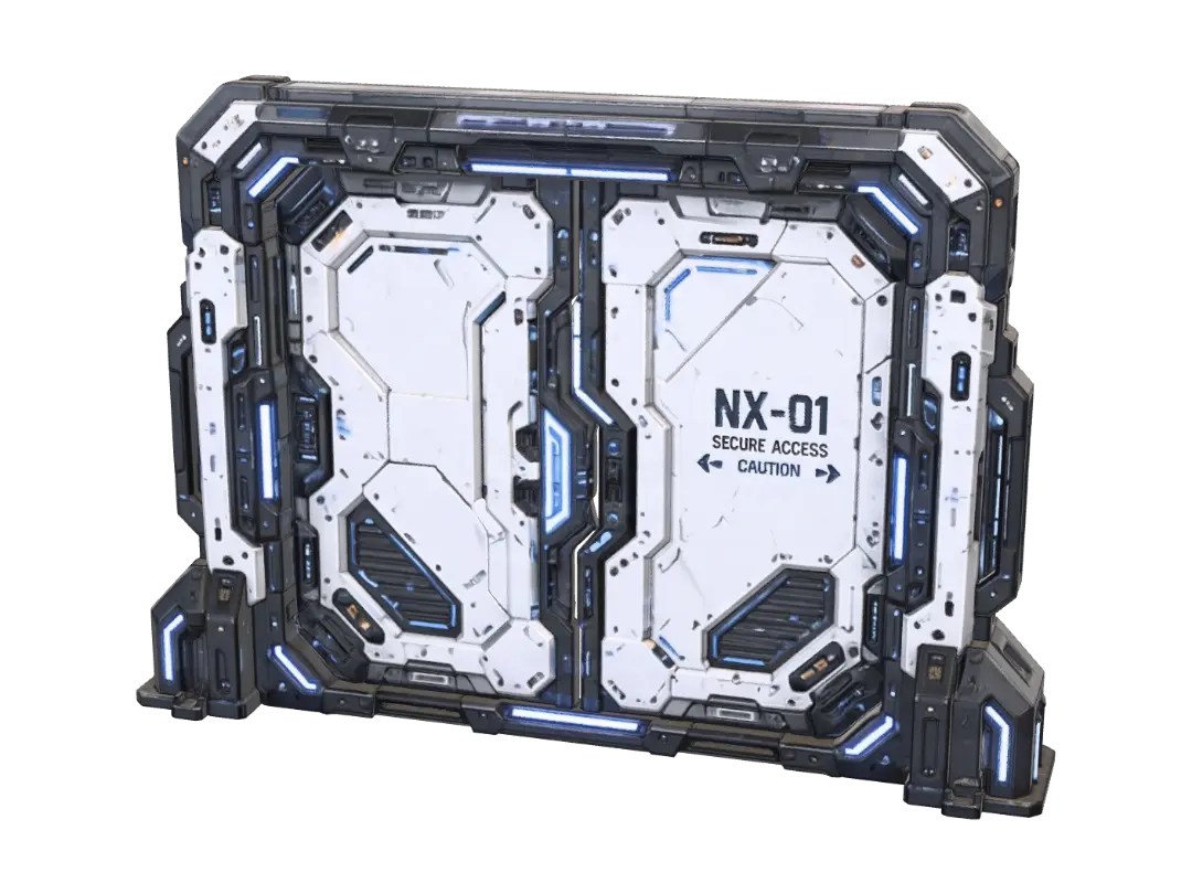 NX-01 Futuristic Door - Sleek 3D model, vytvořený pomocí AI