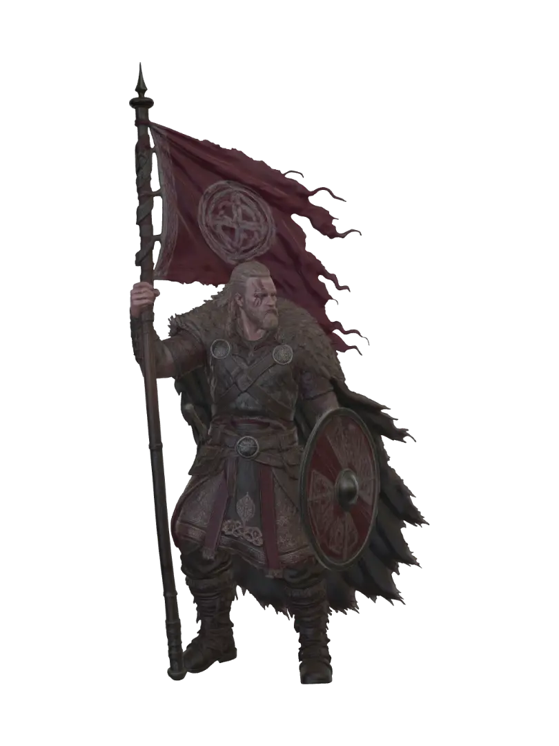 Banner Bearer of the North 3D model, vytvořený pomocí AI