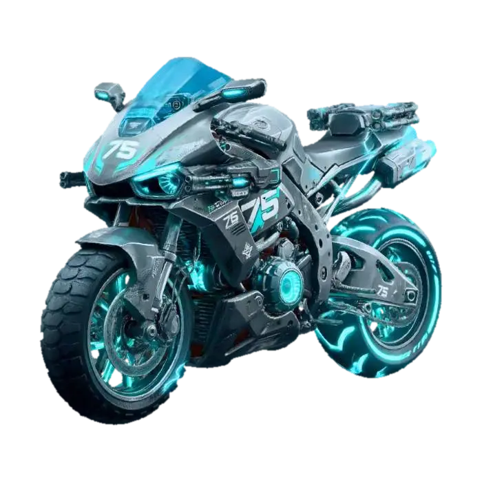 Neon Thunderbike 75 - Rider 3D model, vytvořený pomocí AI