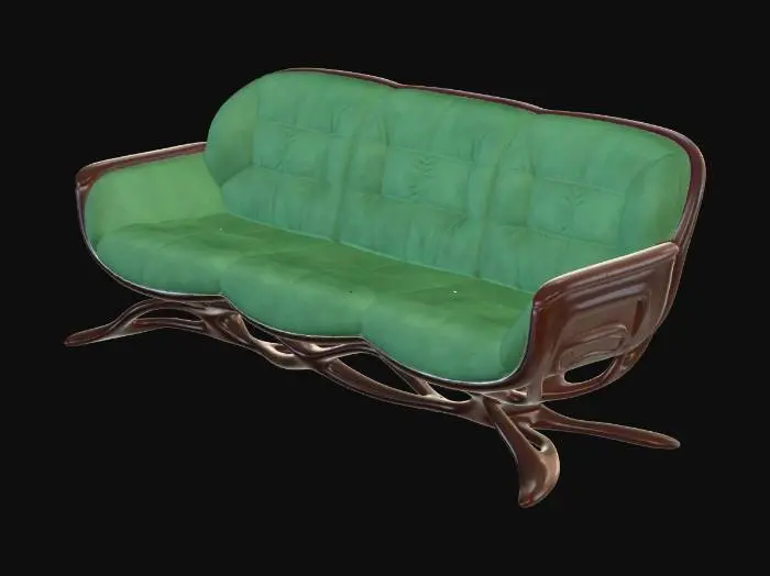 3D model for Emerald Velvet Sofa