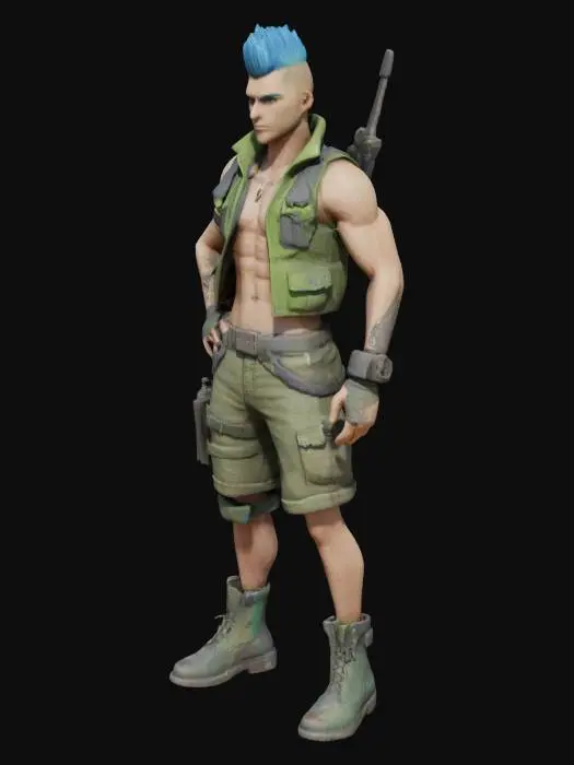 3D model for Blue Mohawk Warrior