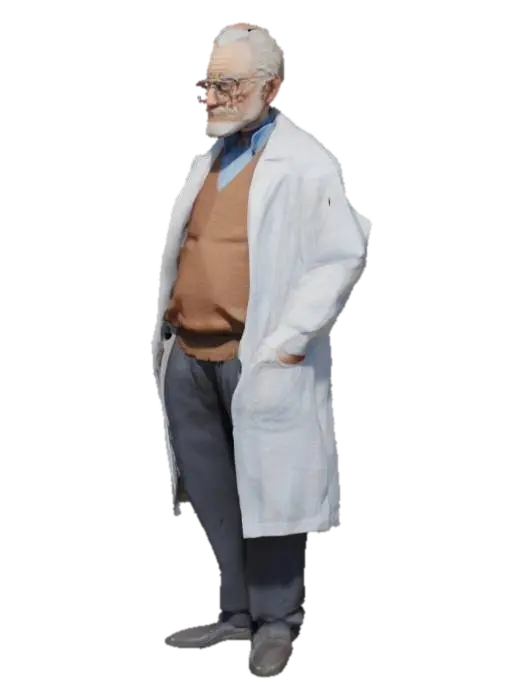 gerçekçi, çek asıllı, 75 yaşında erkek , mavi gömlek üzerine kahverengi kazak ve… - Professor 3D model, vytvořený pomocí AI
