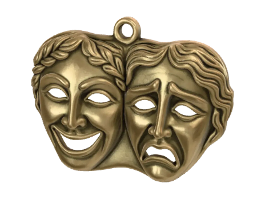 Theatre Mask Pendant 3D par arifanilozdil — créé avec le générateur 3D Meshy AI, téléchargement gratuit FBX OBJ GLB STL