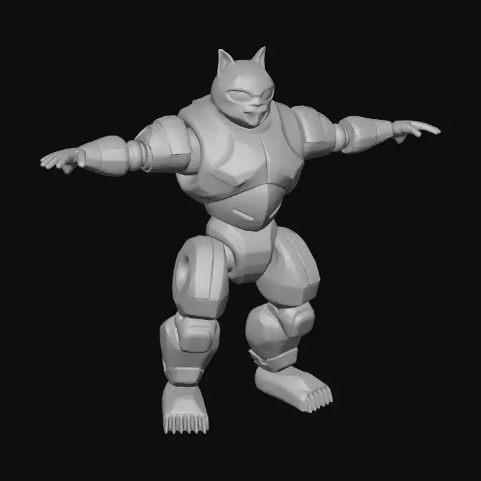 3D model for A full body 3D model of a robotic Rottweiler, intimidating security enforcement design, sleek black carbon fiber armor with signature rust-colored copper accents on the chest and muzzle, glowing red visor scanning eyes, reinforced neck collar with integrated sirens and lights, powerful hydraulic limbs designed for speed and impact, modular armor plating, scratched metal texture showing battle damage, aggressive alert pose, photorealistic rendering, cyberpunk security unit, Unreal Engine 5 asset.