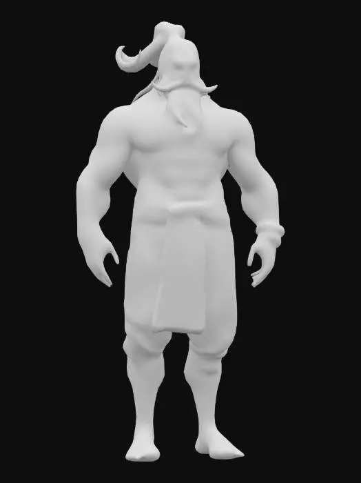 3D model for  the Genie is depicted as a large, blue, muscular humanoid with a ponytail, three fingers, and a beard with a distinctive swirl. He typically wears a red sash, a gold earring (on his right ear), and gold bracelets. His lower half is often depicted as smoky or gaseous in his classic blue form. .A genie is a mythological spirit