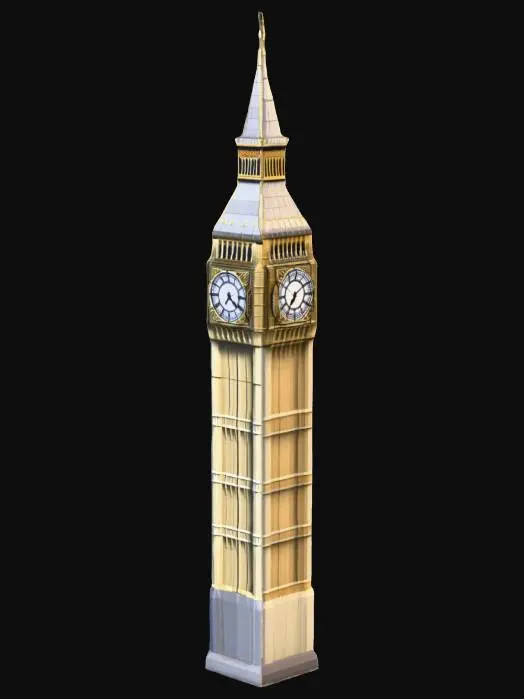 3D model for big ben tower low poly