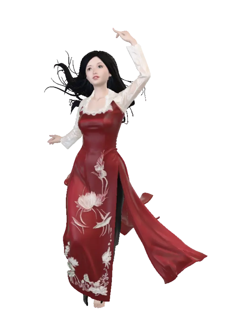 Crimson Silk Dance model 3D, wygenerowany przez AI
