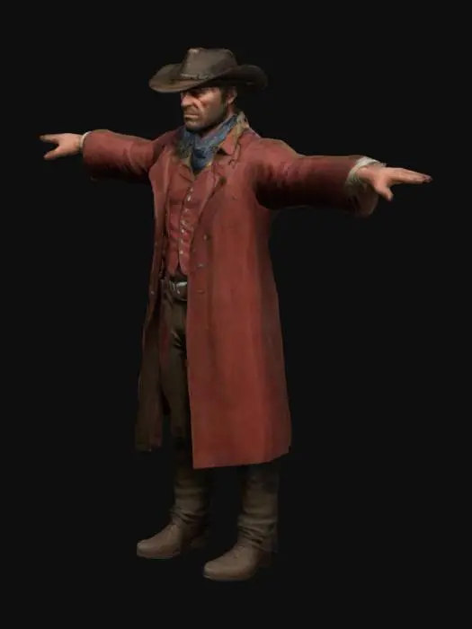 3D model for Arthur Morgan, de red Dead redemption, en model 3D haute définition, En T-Shape ou -shape, prêt  pour Mixamo
