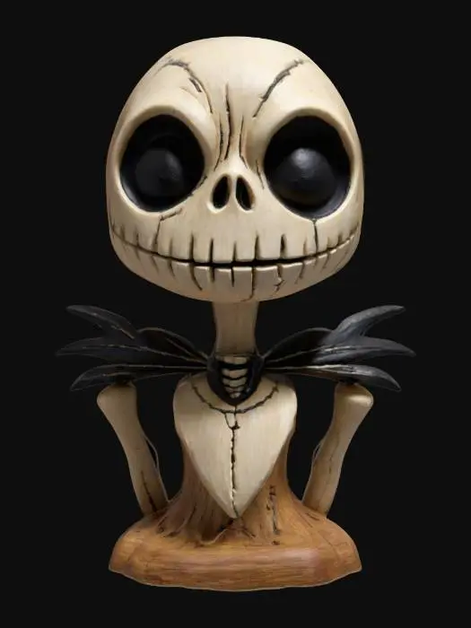 3D model for a small Jake Skellington bust statue 
Style =  Game Asset
Material = Wood
Detail = Organic
 