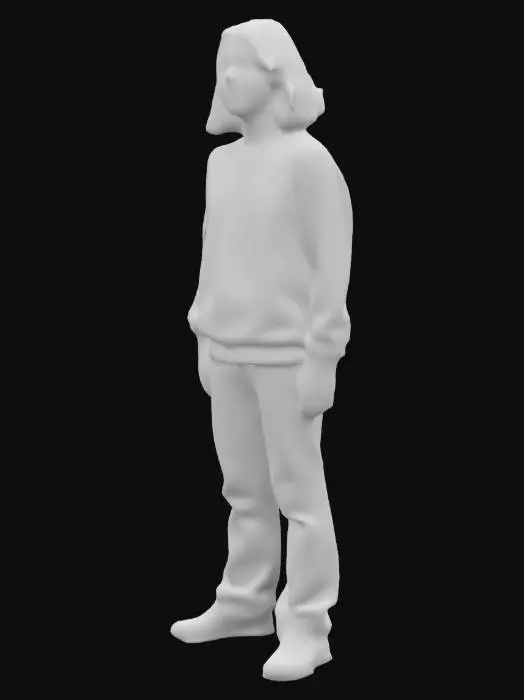 3D model for Kurt Cobain, full body, 3d, solid colors, low poly, fortnite