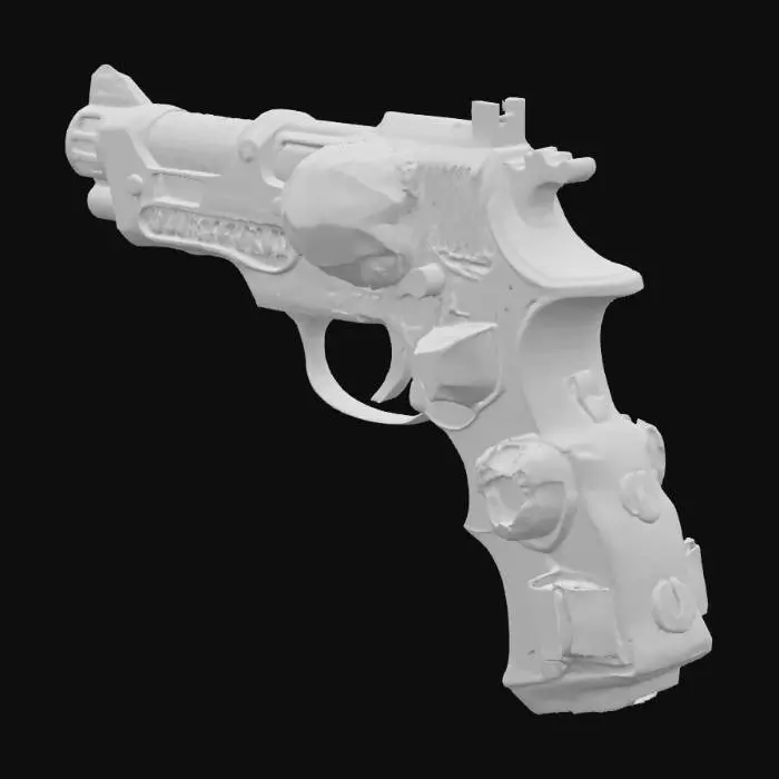 3D model for Пистолет киборг, который сделан из кристалов и драгоценных камней по типу изумрудов, 