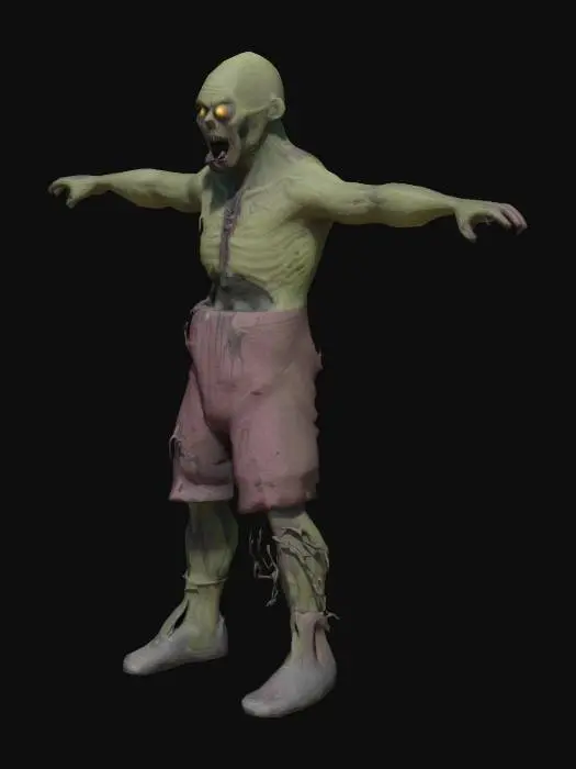 3D model for A detailed low-poly PS2 style zombie in T-Pose