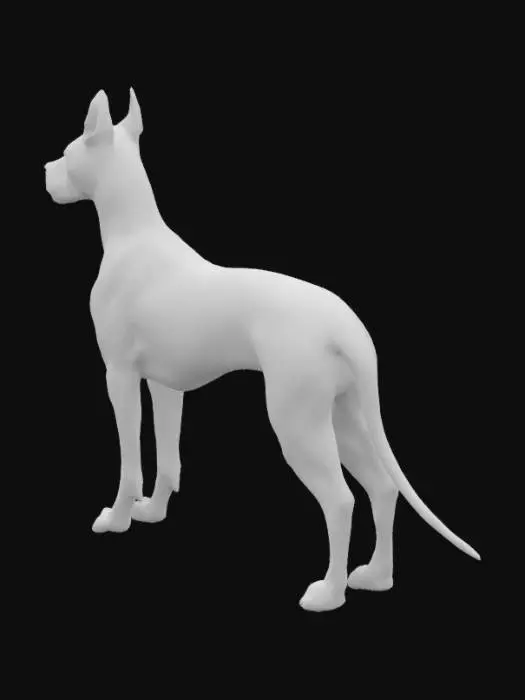 3D model for very detailed low poly black great dane dog in a stance