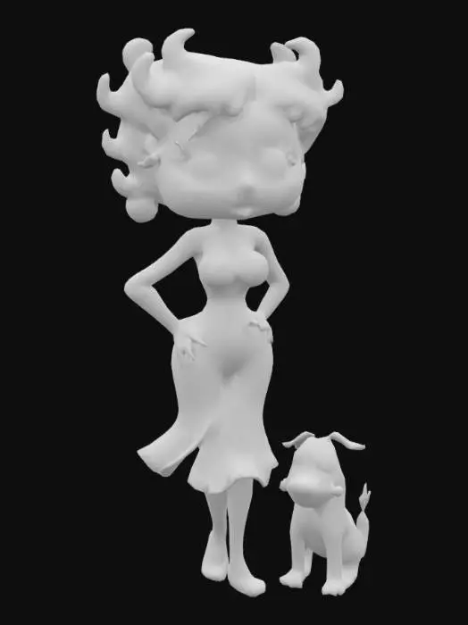 3D model for high quality and detailed figure of Betty Boop and her dog