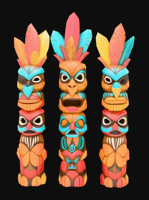 3D model for colorful tiki totems