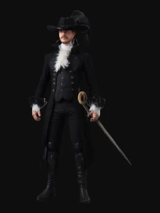 3D model for feathery Musketeer in black 