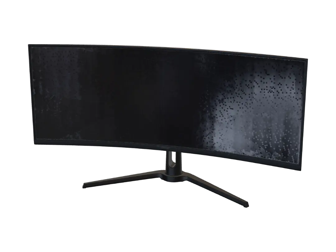 "A modern curved ultrawide gaming monitor, professional 3D game asset. Thin bezels,… 3D model, vytvořený pomocí AI