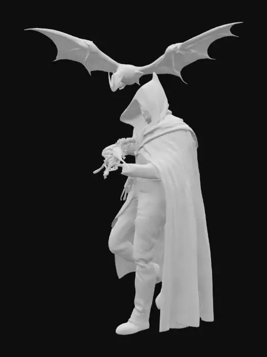 3D model for Agent 47’s Nightmare Hunt: Man-Bat Unleashed

Scene:
A storm-ravaged Gotham rooftop. Agent 47 stands with a high-powered tranquilizer rifle, cloak flaring in the wind. Above him, Man-Bat swoops downward, wings spread wide, jaws open in a shriek. The bat’s form is lit by a crack of lightning, highlighting sinewy muscle, torn lab coat remnants, and yellow eyes burning with feral rage. Torn antennae and rusted radio dishes scatter the background skyline, evoking a scene of raw primal terror.

Color tone: cold blues, stark whites from lightning, deep shadows.