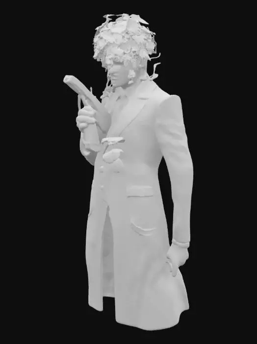 3D model for Agent 47 vs Poison Ivy: The Green Reign"
Design:
Vines twist around Agent 47’s body, thorned blossoms forming the shape of Ivy’s face across the chest. 47’s pistol barrel barely visible through the foliage, aimed outward.
Style: Deep greens with pops of crimson for the flowers.
Tagline: “Nature’s Assassin”